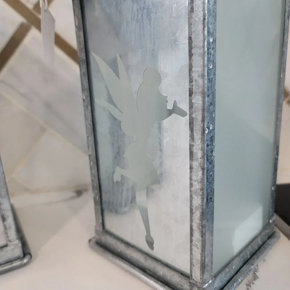 Disney Tinkerbell NWT Galvanized Metal Silhouette Candle Lanterns 9